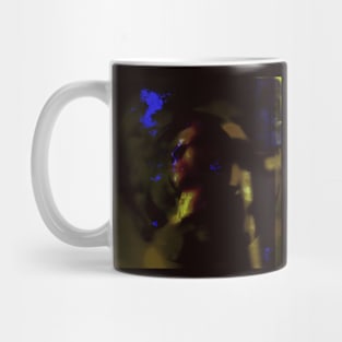 Portrait, digital collage and special processing. Man looking somewhere. He's strong. Yellow and red, some blue. Very cool. Mug